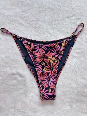 WEEKDAY Deep Print Tanga Blue Floral Bikini Bottom--NWT--L